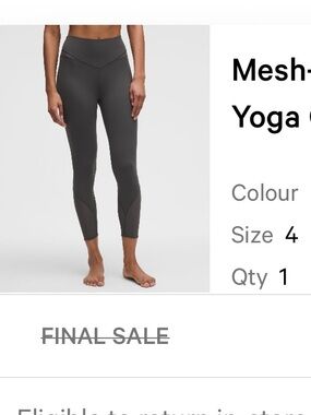Lululemon mesh paneled nulu high rise yoga crop leggings